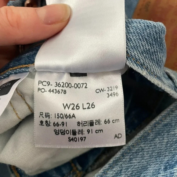 Levi's Straight Distressed Ripped Denim Jeans Light Blue Size 26 - Picture 4 of 5